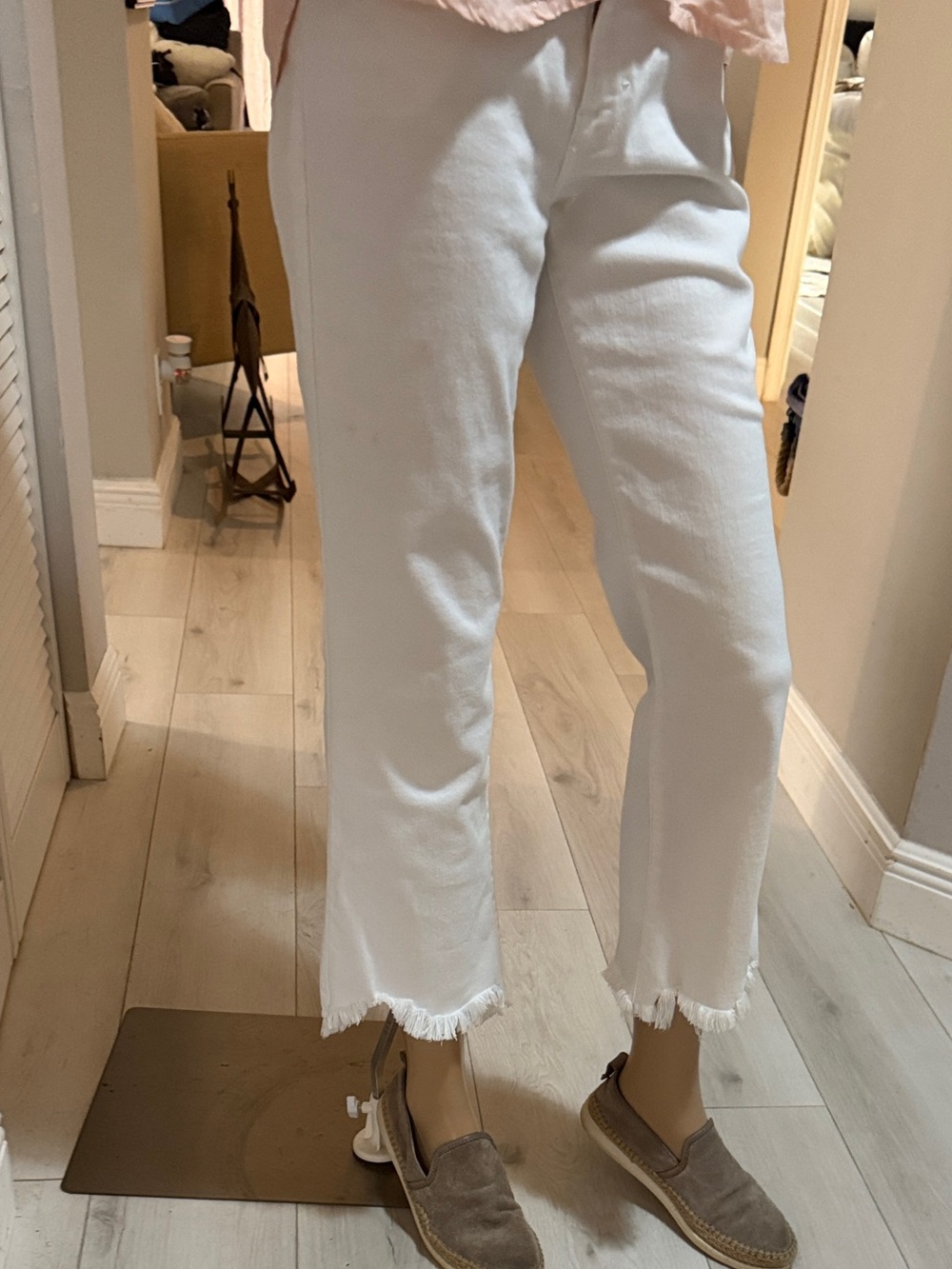 Hidden Los Angeles White Cropped Straight Leg Jeans | Raw Hem Denim | Size 27
